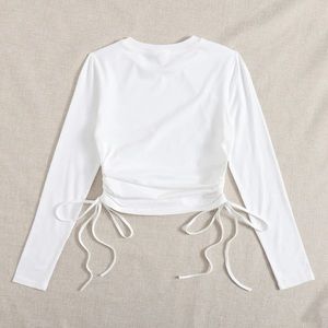 SHEIN Drawstring Ruched Solid Tee